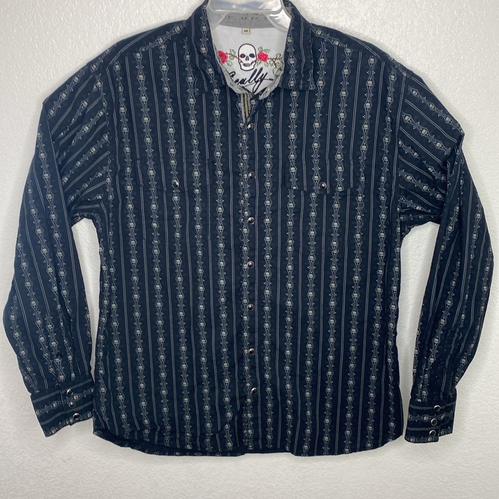 Scully Men’s Black Snap Button Western Shirt Size M